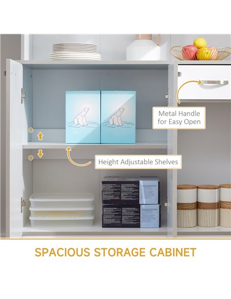 HOMCOM Kitchen Cupboard, Freestanding Kitchen Storage Cabinet with 6 Doors, Drawer, Adjustable Shelves and Open Countertop for D - pic 43334 | FastDaddyshop