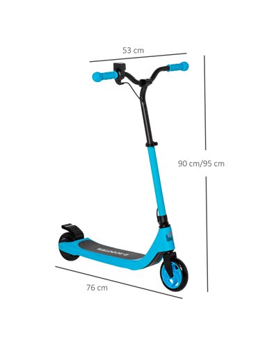 HOMCOM Electric Scooter, 120W Motor E-Scooter w/ Battery Display, Adjustable Height, Rear Brake for Ages 6+ Years - Blue