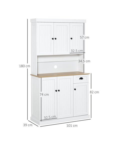 HOMCOM Modern Kitchen Cupboard, Kitchen Storage Cabinet with Microwave Oven Countertop, Drawer, White 835-112V83WT - pic 43349 | FastDaddyshop