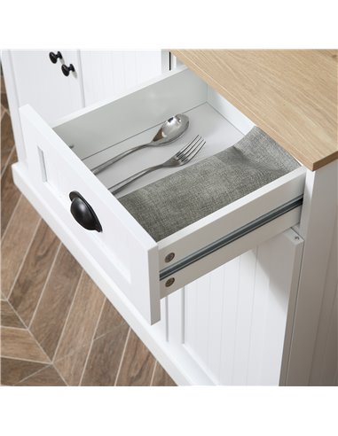 HOMCOM Modern Kitchen Cupboard, Kitchen Storage Cabinet with Microwave Oven Countertop, Drawer, White 835-112V83WT