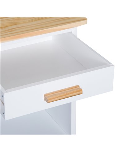 HOMCOM Rolling Kitchen Cart Sideboard Island Portable Serving Utility Storage Display Cabinet Trolley Wood Drawers w/Doors on Wh