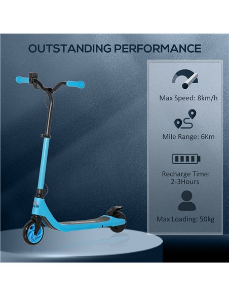 HOMCOM Electric Scooter, 120W Motor E-Scooter w/ Battery Display, Adjustable Height, Rear Brake for Ages 6+ Years - Blue - pic 4338 | FastDaddyshop