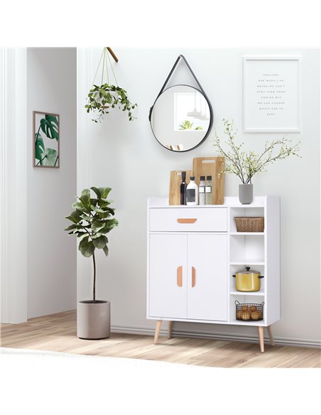 HOMCOM Sideboard Side Cabinet Floor Cupboard with Storage Drawer for Hallway, Kitchen, Bedroom, Living Room, White 837-018WT - pic 43384 | FastDaddyshop