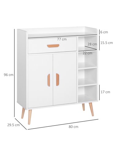 HOMCOM Sideboard Side Cabinet Floor Cupboard with Storage Drawer for Hallway, Kitchen, Bedroom, Living Room, White 837-018WT