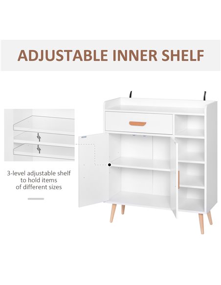 HOMCOM Sideboard Side Cabinet Floor Cupboard with Storage Drawer for Hallway, Kitchen, Bedroom, Living Room, White 837-018WT - pic 43387 | FastDaddyshop