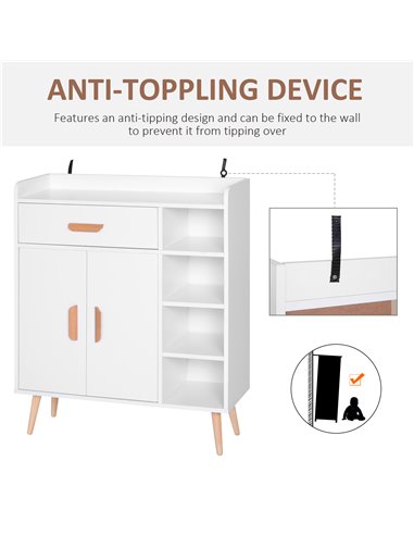 HOMCOM Sideboard Side Cabinet Floor Cupboard with Storage Drawer for Hallway, Kitchen, Bedroom, Living Room, White 837-018WT