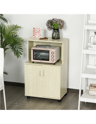 HOMCOM Microwave Stand, Modern Kitchen Storage Unit, Oak Brown 835-258AK
