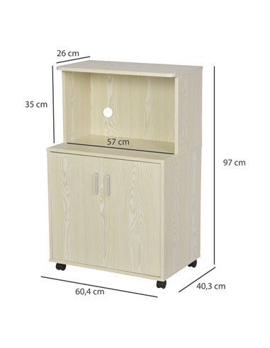 HOMCOM Microwave Stand, Modern Kitchen Storage Unit, Oak Brown 835-258AK