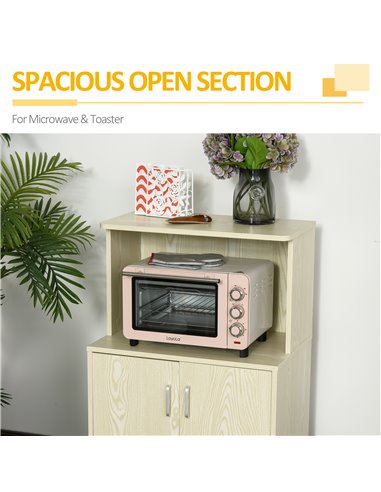 HOMCOM Microwave Stand, Modern Kitchen Storage Unit, Oak Brown 835-258AK