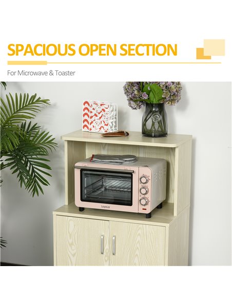 HOMCOM Microwave Stand, Modern Kitchen Storage Unit, Oak Brown 835-258AK - pic 43396 | FastDaddyshop