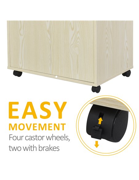 HOMCOM Microwave Stand, Modern Kitchen Storage Unit, Trolley Cart Sideboard w/ Cabinet, Locking Wheels, Shelf for Living Room, D - pic 43397 | FastDaddyshop