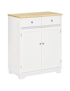 HOMCOM Kitchen Floor Cabinet Side Storage Cupboard, Nature Wood & White 835-144