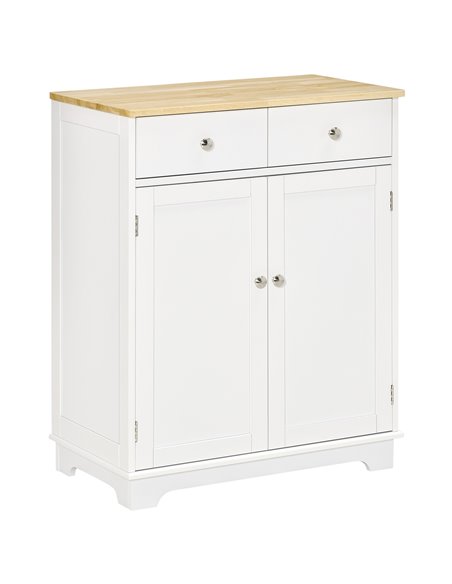 HOMCOM Kitchen Floor Cabinet Side Storage Cupboard, Nature Wood & White 835-144 - pic 43401 | FastDaddyshop