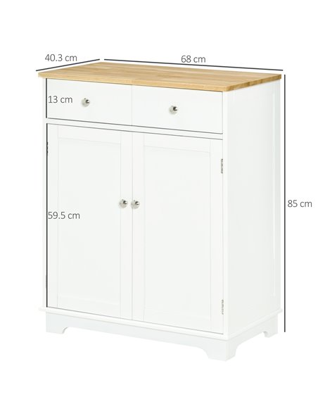HOMCOM Kitchen Floor Cabinet Side Storage Cupboard, Nature Wood & White 835-144 - pic 43403 | FastDaddyshop