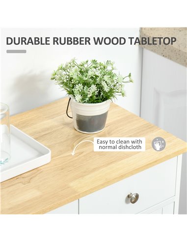 HOMCOM Kitchen Floor Cabinet Side Storage Cupboard, Nature Wood & White 835-144
