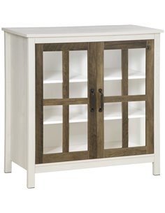 HOMCOM Kitchen Sideboard, Glass Door Storage Cabinet, White 835-547WT