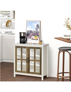 HOMCOM Kitchen Sideboard, Glass Door Storage Cabinet, White 835-547WT 2