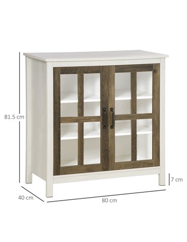 HOMCOM Kitchen Sideboard, Glass Door Storage Cabinet, White 835-547WT