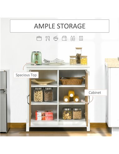 HOMCOM Kitchen Sideboard, Glass Door Storage Cabinet, White 835-547WT