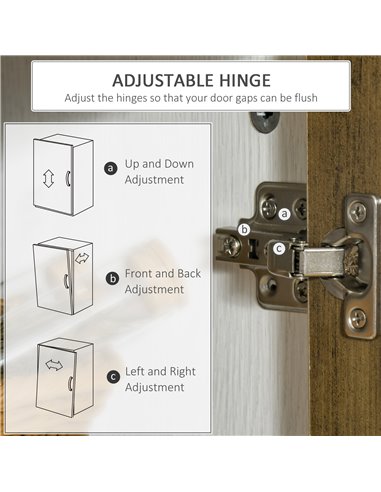 HOMCOM Kitchen Sideboard, Glass Door Storage Cabinet, Accent Cupboard with Adjustable Shelf for Dining Room, Living Room, Distre