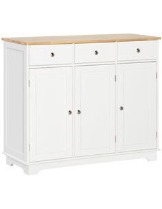 HOMCOM Modern Sideboard with Rubberwood Top, White 835-511WT