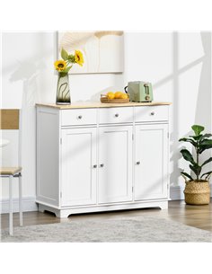 HOMCOM Modern Sideboard with Rubberwood Top, White 835-511WT 2