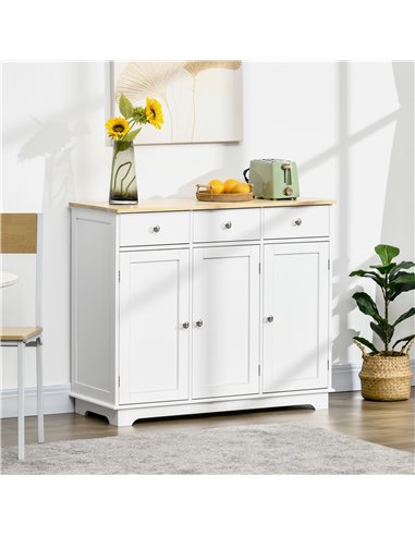 HOMCOM Modern Sideboard with Rubberwood Top, White 835-511WT