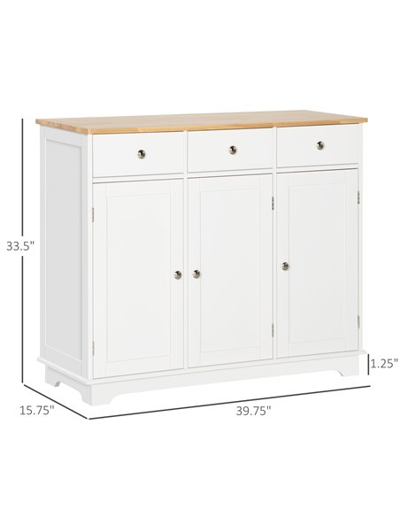 HOMCOM Modern Sideboard with Rubberwood Top, White 835-511WT - pic 43448 | FastDaddyshop