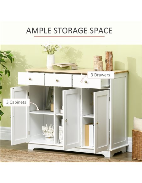 HOMCOM Modern Sideboard with Rubberwood Top, White 835-511WT - pic 43449 | FastDaddyshop