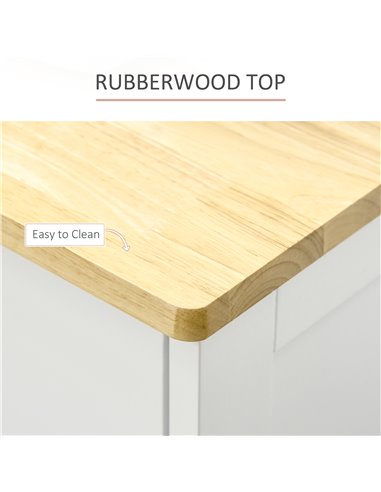 HOMCOM Modern Sideboard with Rubberwood Top, Buffet Cabinet with Storage Cabinets, Drawers and Adjustable Shelves for Living Roo