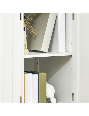 HOMCOM Modern Sideboard with Rubberwood Top, Buffet Cabinet with Storage Cabinets, Drawers and Adjustable Shelves for Living Roo