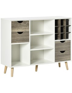 HOMCOM Modern Kitchen Sideboard, Buffet Table, White & Grey 835-541