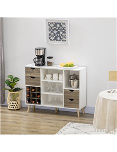 HOMCOM Modern Kitchen Sideboard, Buffet Table, White & Grey 835-541 2