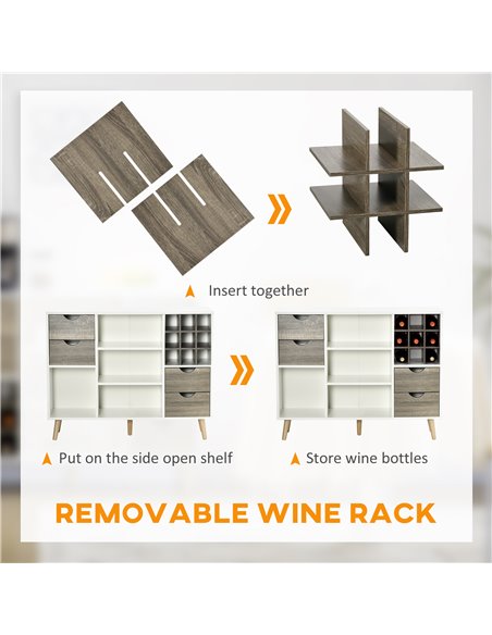 HOMCOM Modern Kitchen Sideboard, Buffet Table with Removable Wine Rack, Drawers and Open Compartments for Living Room, Dining Ro - pic 43459 | FastDaddyshop