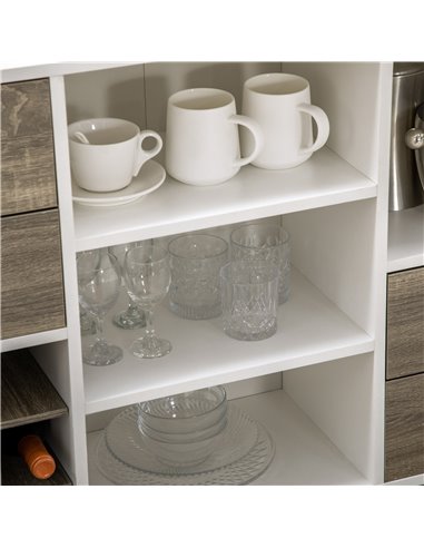 HOMCOM Modern Kitchen Sideboard, Buffet Table with Removable Wine Rack, Drawers and Open Compartments for Living Room, Dining Ro
