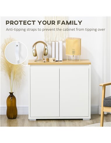 HOMCOM Sideboard Cabinet, Kitchen Storage Cabinet with Double Doors and Adjustable Shelf for Living Room, Entryway, White 838-37