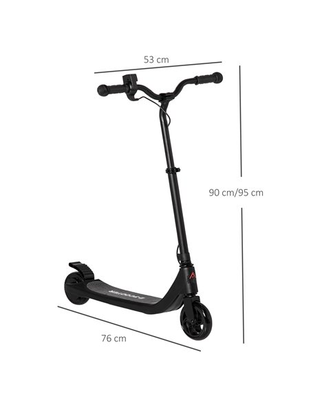 HOMCOM Electric Scooter, 120W Motor E-Scooter w/ Battery Display, Adjustable Height, Rear Brake for Ages 6+ Years - Black - pic 4350 | FastDaddyshop