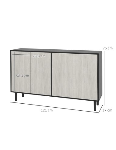 HOMCOM Kitchen Sideboard Storage Cabinet, Black 83A-061V80BK