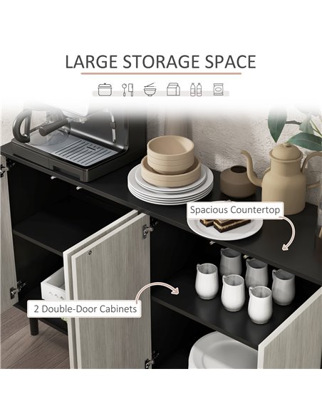 HOMCOM Kitchen Sideboard Storage Cabinet, Black 83A-061V80BK - pic 43503 | FastDaddyshop