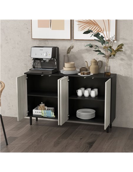 HOMCOM Kitchen Sideboard Storage Cabinet for Living Room with Adjustable Shelves 4 Doors and Pine Wood Legs Black 83A-061V80BK - pic 43507 | FastDaddyshop