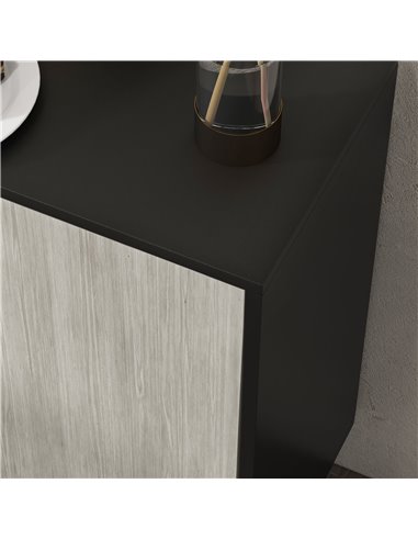 HOMCOM Kitchen Sideboard Storage Cabinet for Living Room with Adjustable Shelves 4 Doors and Pine Wood Legs Black 83A-061V80BK