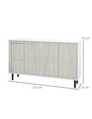 HOMCOM Kitchen Sideboard Storage Cabinet, White & Grey 83A-061V80GY