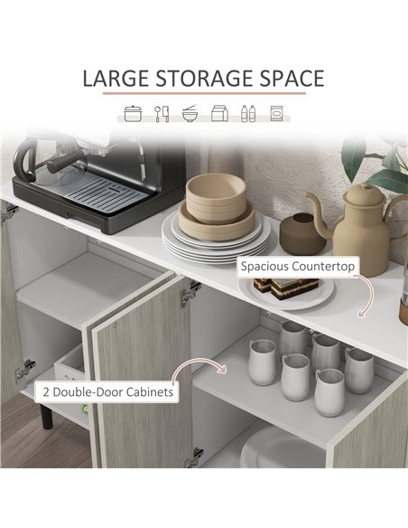 HOMCOM Kitchen Sideboard Storage Cabinet, White & Grey 83A-061V80GY - pic 43512 | FastDaddyshop