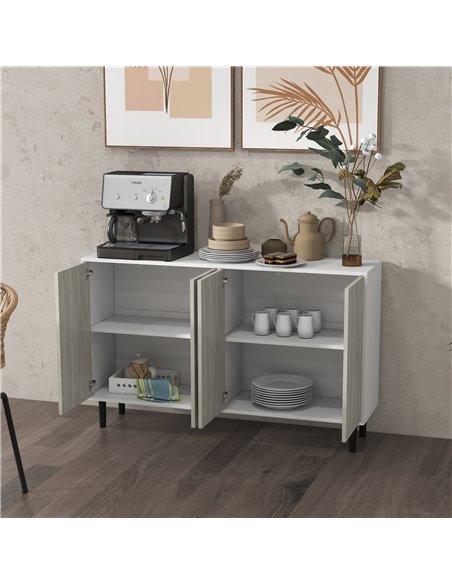 HOMCOM Kitchen Sideboard Storage Cabinet for Living Room with Adjustable Shelves 4 Doors and Pine Wood Legs White 83A-061V80GY - pic 43516 | FastDaddyshop