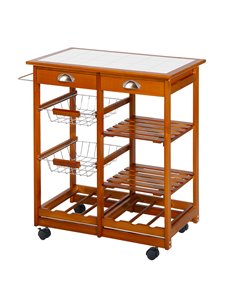 Homcom Wooden Kitchen Trolley Cart Drawers, Honey Colour 05-0020
