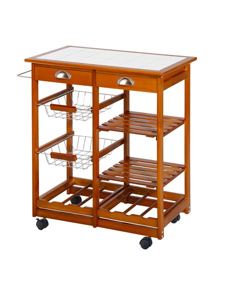 Homcom Wooden Kitchen Trolley Cart Drawers, Honey Colour 05-0020 - pic 43518 | FastDaddyshop