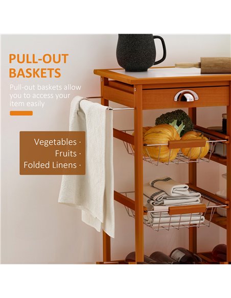 Homcom Wooden Kitchen Trolley Cart Drawers, 3 Shelves 05-0020 - pic 43524 | FastDaddyshop