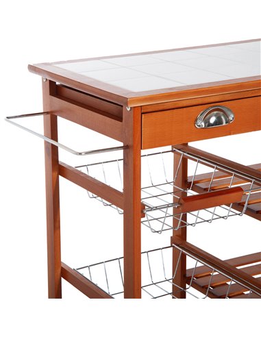 Homcom Wooden Kitchen Trolley Cart Drawers, 3 Shelves 05-0020