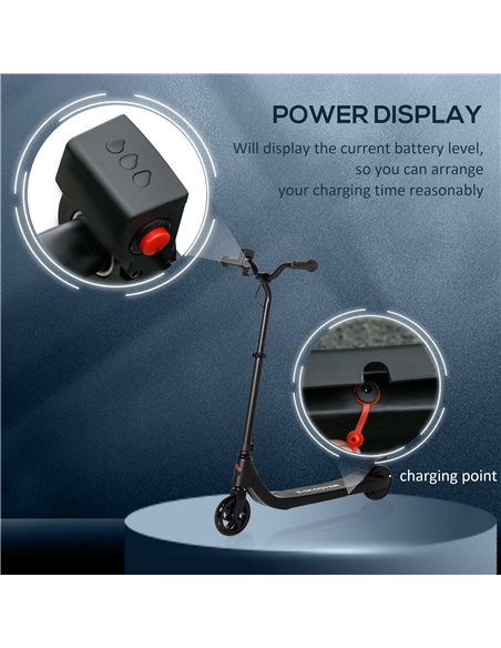 HOMCOM Electric Scooter, 120W Motor E-Scooter w/ Battery Display, Adjustable Height, Rear Brake for Ages 6+ Years - Black - pic 4353 | FastDaddyshop