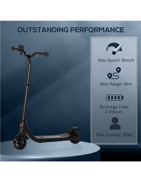 HOMCOM Electric Scooter, 120W Motor E-Scooter w/ Battery Display, Adjustable Height, Rear Brake for Ages 6+ Years - Black - pic 4354 | FastDaddyshop